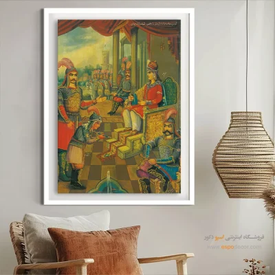 صحنه حضور سام در کاخ منوچهر شاه – تابلو نقاشی قهوه خانه ای - اسپو دکور