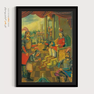 صحنه حضور سام در کاخ منوچهر شاه – تابلو نقاشی قهوه خانه ای - اسپو دکور