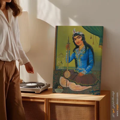 دختر نوازنده – تابلو نقاشی قهوه خانه ای - اسپو دکور