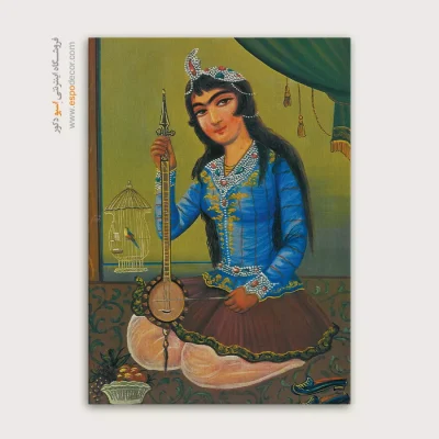 دختر نوازنده – تابلو نقاشی قهوه خانه ای