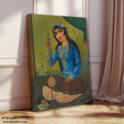 دختر نوازنده – تابلو نقاشی قهوه خانه ای - اسپو دکور