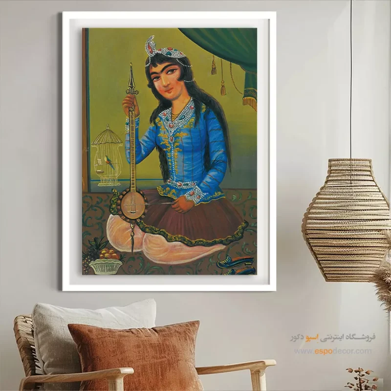 دختر نوازنده - تابلو نقاشی قهوه خانه ای - Image 3