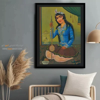 دختر نوازنده – تابلو نقاشی قهوه خانه ای - اسپو دکور