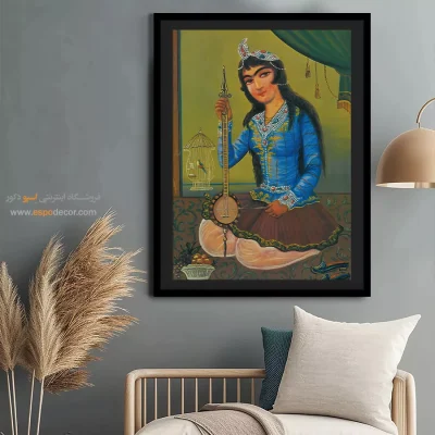 دختر نوازنده – تابلو نقاشی قهوه خانه ای - اسپو دکور