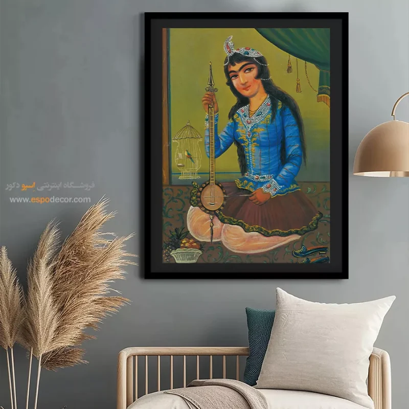 دختر نوازنده - تابلو نقاشی قهوه خانه ای - Image 5
