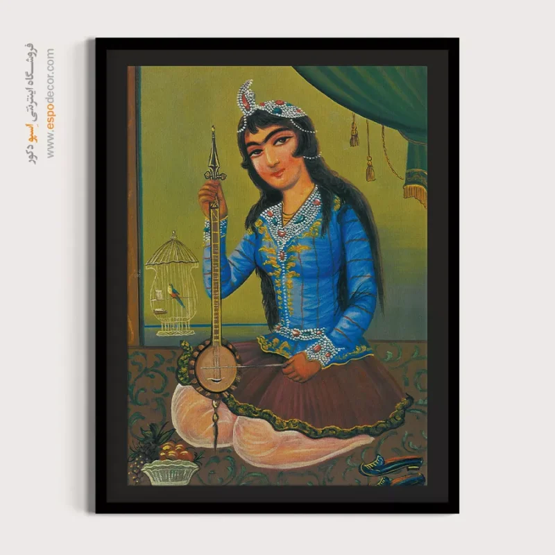 دختر نوازنده - تابلو نقاشی قهوه خانه ای - Image 4