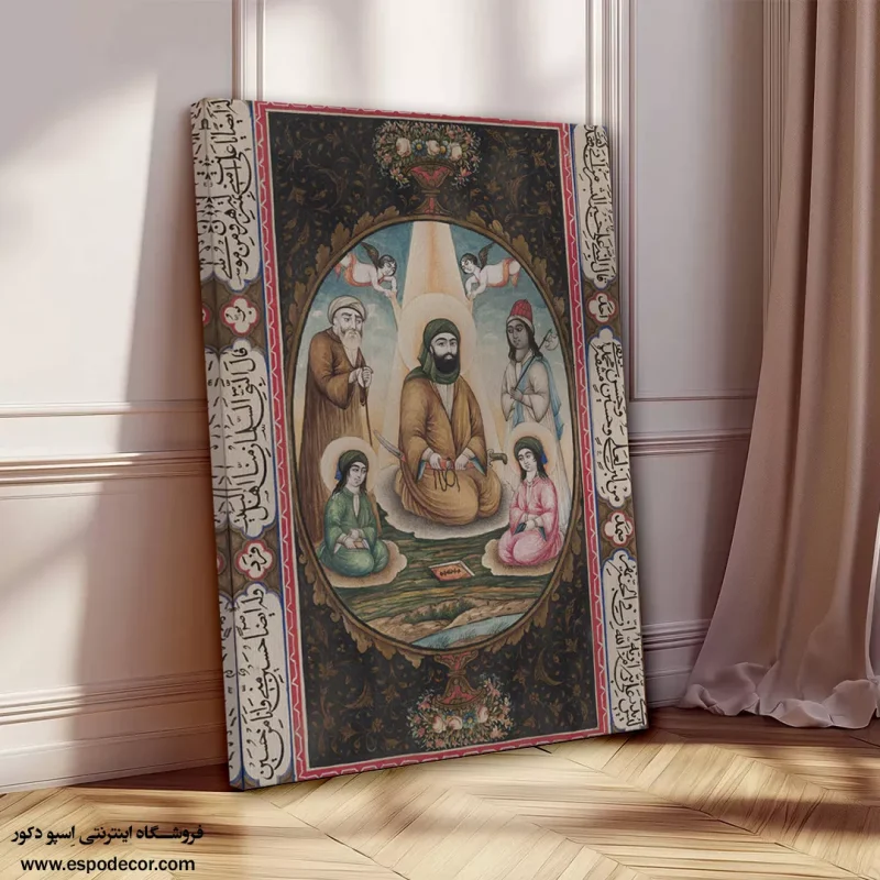امام علی به همراه حسن و حسین - تابلو نقاشی قهوه خانه ای - Image 7