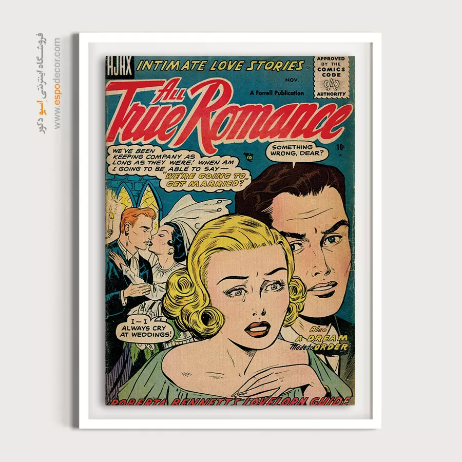 خرید تابلو برای هدیه عاشقانه - عاشقانههای واقعی 026 – تابلو مجلات کمیک - اسپو دکور
