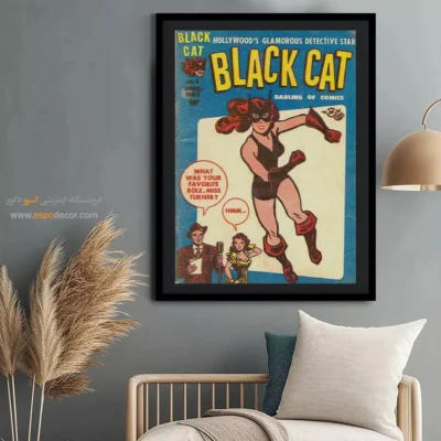 چاپ ویژه اتاق نوجوانان با تم ابرقهرمانان - گربه سیاه شماره 5 – تابلو مجلات کمیک - اسپو دکور