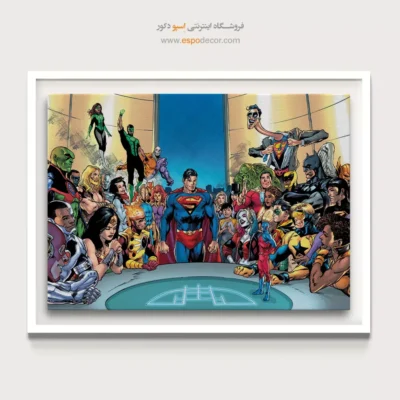 تابلو با شخصیت‌های کمیک بوک لیگ عدالت - لیگ عدالت دی سی – تابلو کمیک استریپ - اسپو دکور