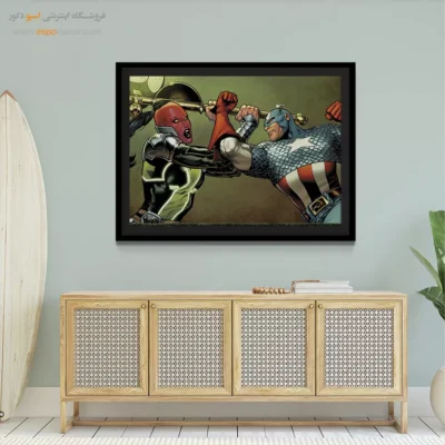 خرید تابلو فانتزی قهرمانانی - کاپیتان امریکا – تابلو کمیک استریپ - اسپو دکور