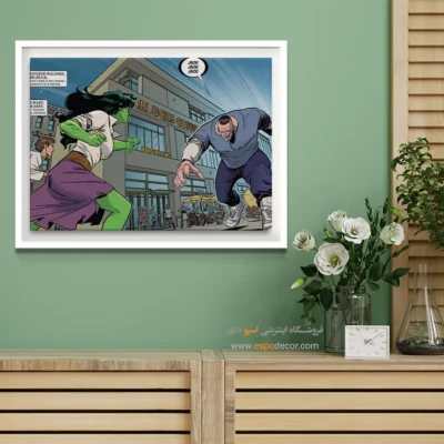 تابلو فانتزی قهرمانان - هالک زن – تابلو کمیک استریپ - اسپو دکور