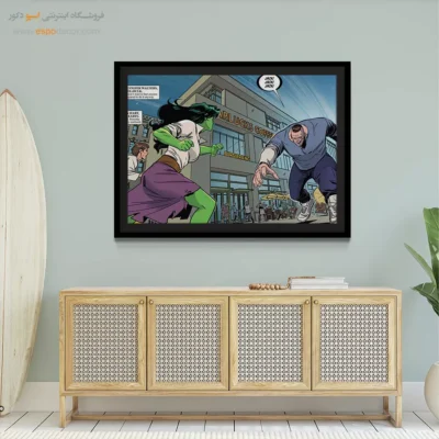 تابلو فانتزی قهرمانان - هالک زن – تابلو کمیک استریپ - اسپو دکور