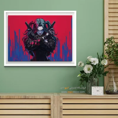 تابلو دیواری رنگی برای جوانان - هارلی کویین – تابلو کمیک استریپ - اسپو دکور