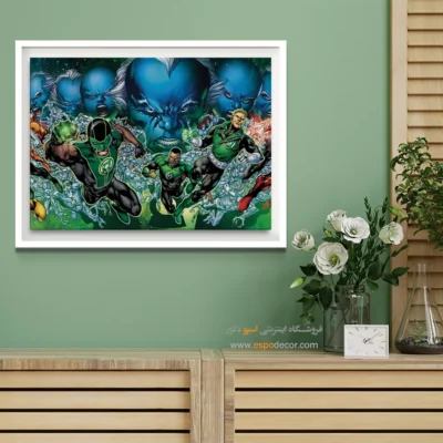 تابلو مدرن با تصاویر قهرمانی - سپاه فانوس سبز – تابلو کمیک استریپ - اسپو دکور
