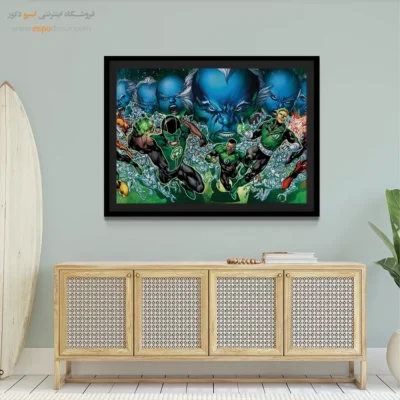 تابلو مدرن با تصاویر قهرمانی - سپاه فانوس سبز – تابلو کمیک استریپ - اسپو دکور