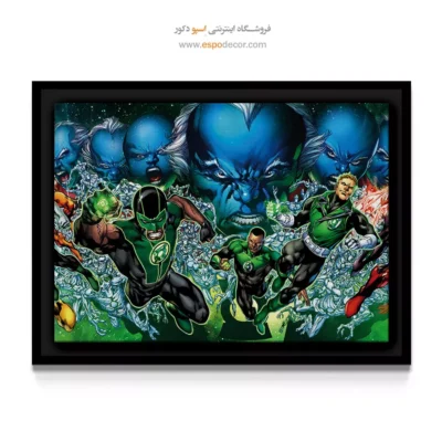تابلو مدرن با تصاویر قهرمانی - سپاه فانوس سبز – تابلو کمیک استریپ - اسپو دکور