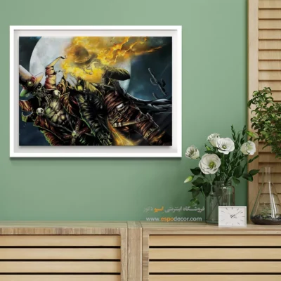 تابلو با طراحی داستانی - روح سوار غربی – تابلو کمیک استریپ - اسپو دکور