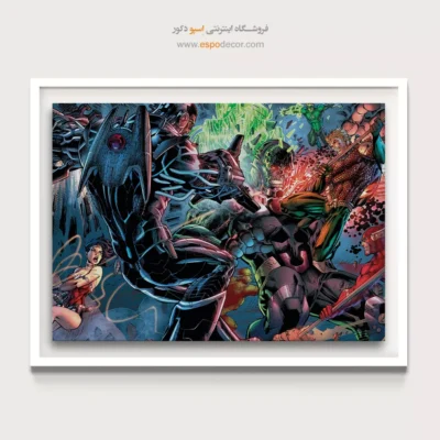 خرید تابلو با شخصیت‌های کمیک - نبرد نهایی لیگ عدالت – تابلو کمیک استریپ - اسپو دکور