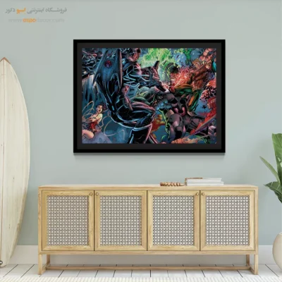 خرید تابلو با شخصیتهای کمیک - نبرد نهایی لیگ عدالت – تابلو کمیک استریپ - اسپو دکور