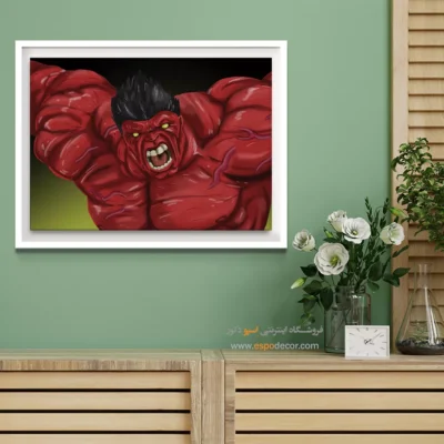 تابلو با تصاویر شخصیت‌های داستانی - هالک قرمز – تابلو کمیک استریپ - اسپو دکور