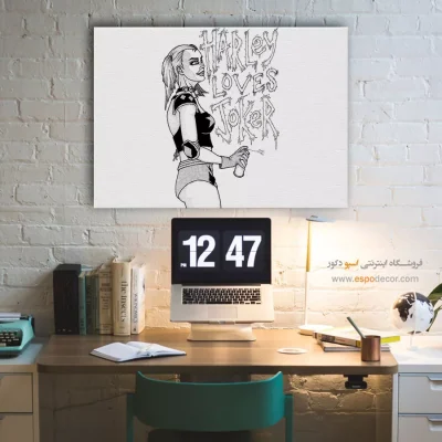 تابلو فانتزی با تصاویر قهرمانان - هارلی – تابلو کمیک استریپ - اسپو دکور