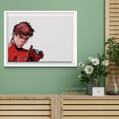 تابلو با طرح‌های رنگی کمیک - مرد عنکبوتی بدون ماسک – تابلو کمیک استریپ - اسپو دکور