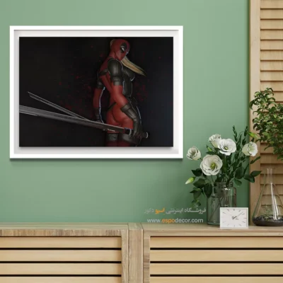 تابلو دیواری خاص و جذاب برای جوانان - لیدی ددپول – تابلو کمیک استریپ - اسپو دکور