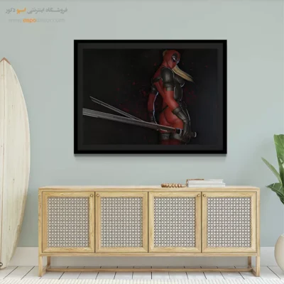 تابلو دیواری خاص و جذاب برای جوانان - لیدی ددپول – تابلو کمیک استریپ - اسپو دکور