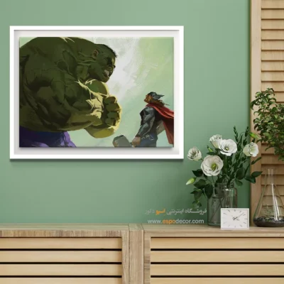 تابلو هنری با شخصیت‌های قهرمانان - ثور – تابلو کمیک استریپ - اسپو دکور