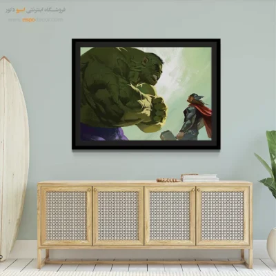 تابلو هنری با شخصیت‌های قهرمانان - ثور – تابلو کمیک استریپ - اسپو دکور