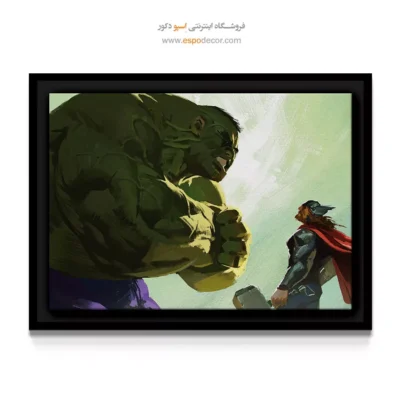تابلو هنری با شخصیت‌های قهرمانان - ثور – تابلو کمیک استریپ - اسپو دکور