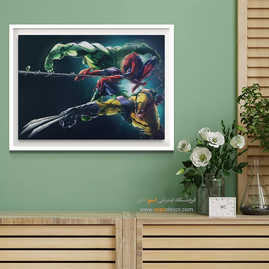 تابلو مدرن با طرحهای قهرمانی - اونجرز – تابلو کمیک استریپ - اسپو دکور