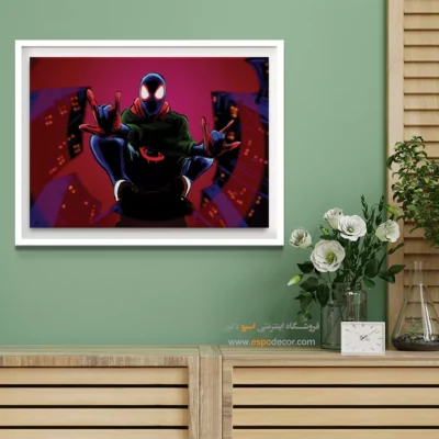 تابلو شخصیت ابرقهرمانی - دنیای عنکبوتی – تابلو کمیک استریپ - اسپو دکور