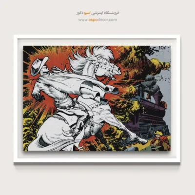 تابلو دیواری با ابرقهرمان - سوارکار سفید – تابلو کمیک استریپ - اسپو دکور