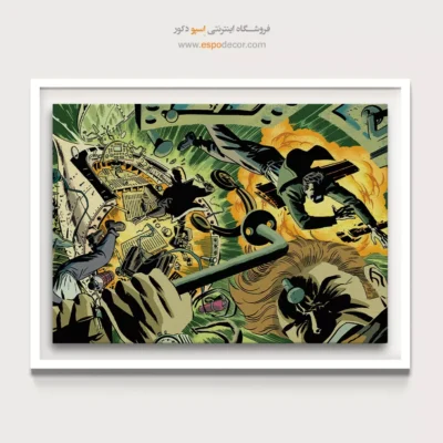 تابلو فانتزی ابرقهرمان - مرز جدید – تابلو کمیک استریپ - اسپو دکور