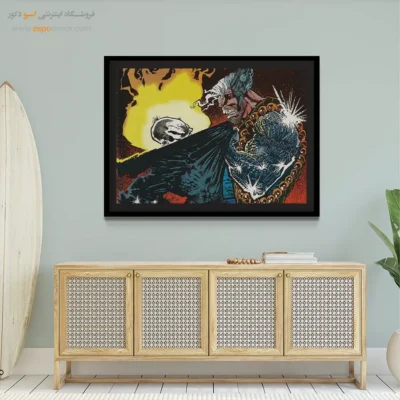 هنر گرافیکی ابرقهرمان - سوارکار آتش – تابلو کمیک استریپ - اسپو دکور