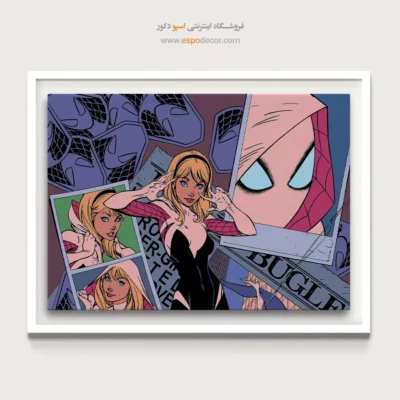 تابلو با کاراکتر ابرقهرمان - اسپایدر وومن – تابلو کمیک استریپ - اسپو دکور