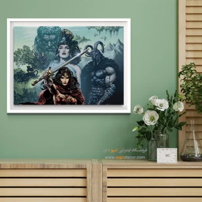 تابلو داستانی کمیک قهرمانان - تولد دوباره زن شگفت‌انگیز – تابلو کمیک استریپ - اسپو دکور