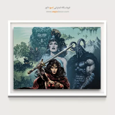 تابلو داستانی کمیک قهرمانان - تولد دوباره زن شگفت‌انگیز – تابلو کمیک استریپ - اسپو دکور