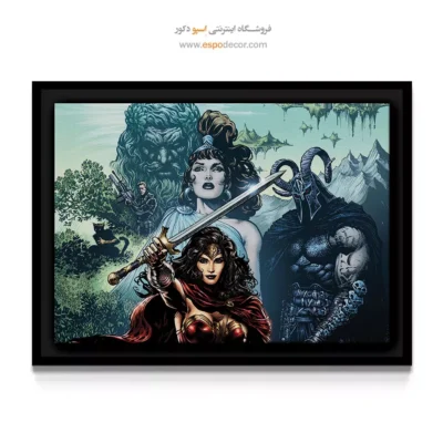 تابلو داستانی کمیک قهرمانان - تولد دوباره زن شگفت‌انگیز – تابلو کمیک استریپ - اسپو دکور