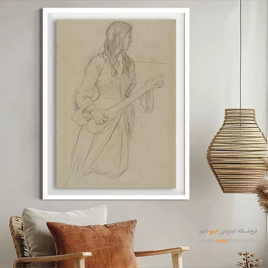 خرید تابلو نقاشی خارجی - زن جوان در حال نواختن ماندولین – تابلو نقاشی ادگار دگا - اسپو دکور