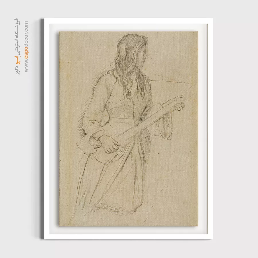 خرید تابلو نقاشی خارجی - زن جوان در حال نواختن ماندولین – تابلو نقاشی ادگار دگا - اسپو دکور