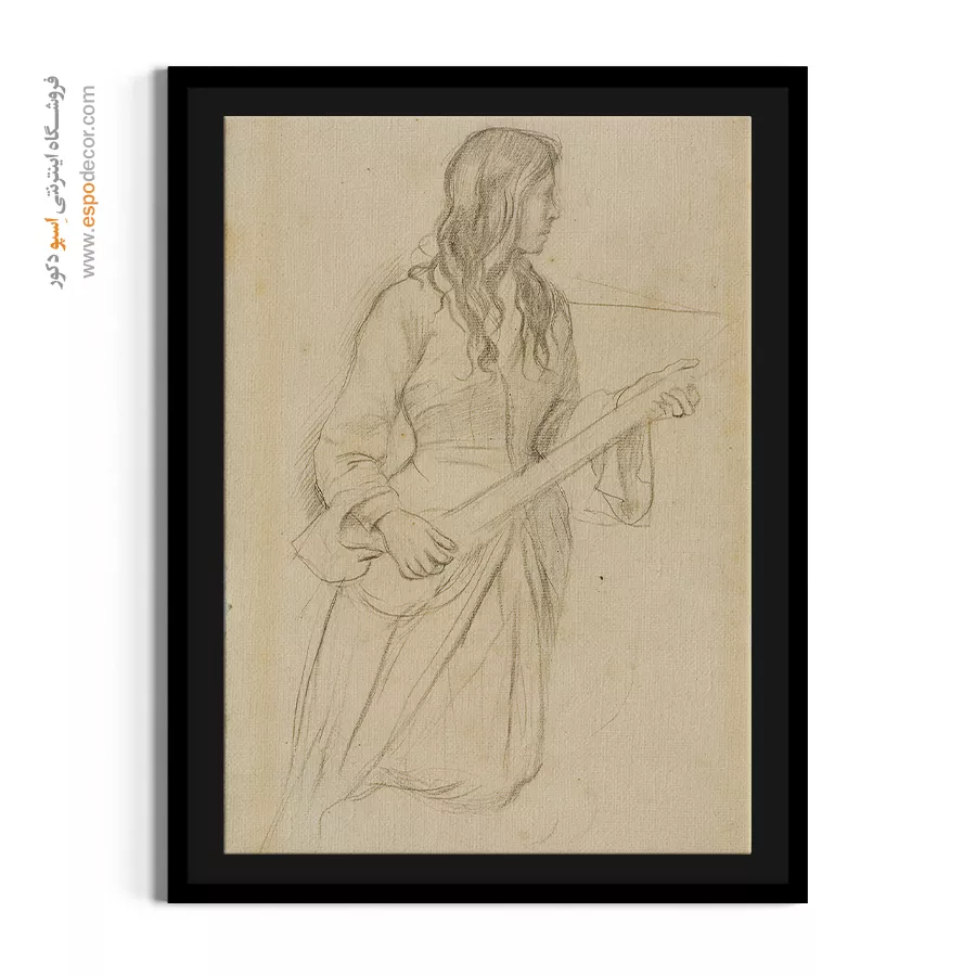 خرید تابلو نقاشی خارجی - زن جوان در حال نواختن ماندولین – تابلو نقاشی ادگار دگا - اسپو دکور