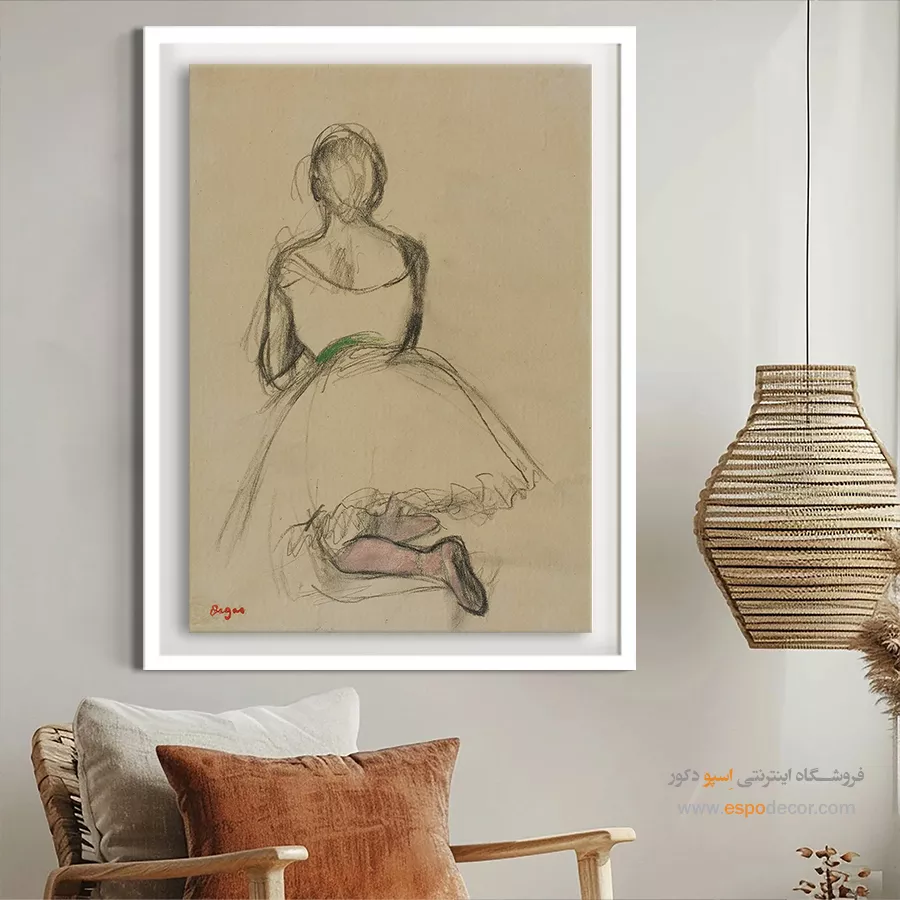 تابلو نقاشی معروف خارجی - رقصنده زانو زده – تابلو نقاشی ادگار دگا - اسپو دکور