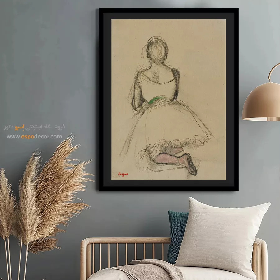 تابلو نقاشی معروف خارجی - رقصنده زانو زده – تابلو نقاشی ادگار دگا - اسپو دکور