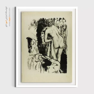 تابلو خارجی هنری برای پذیرایی - زن ایستاده، خودش را خشک می کند – تابلو نقاشی ادگار دگا - اسپو دکور