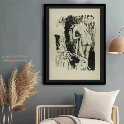 تابلو خارجی هنری برای پذیرایی - زن ایستاده، خودش را خشک می کند – تابلو نقاشی ادگار دگا - اسپو دکور