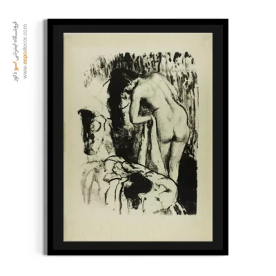 تابلو خارجی هنری برای پذیرایی - زن ایستاده، خودش را خشک می کند – تابلو نقاشی ادگار دگا - اسپو دکور