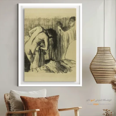 خرید تابلو هنری دیواری بزرگ - بعد از حمام – تابلو نقاشی ادگار دگا - اسپو دکور